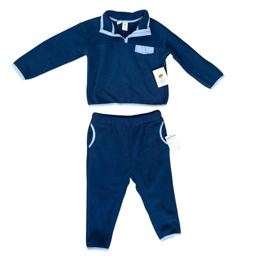 Tucker + Tate 2‑Piece Fleece Lounge Set 💙 Navy & Light Blue Trim NWT 🤍Size 24M
